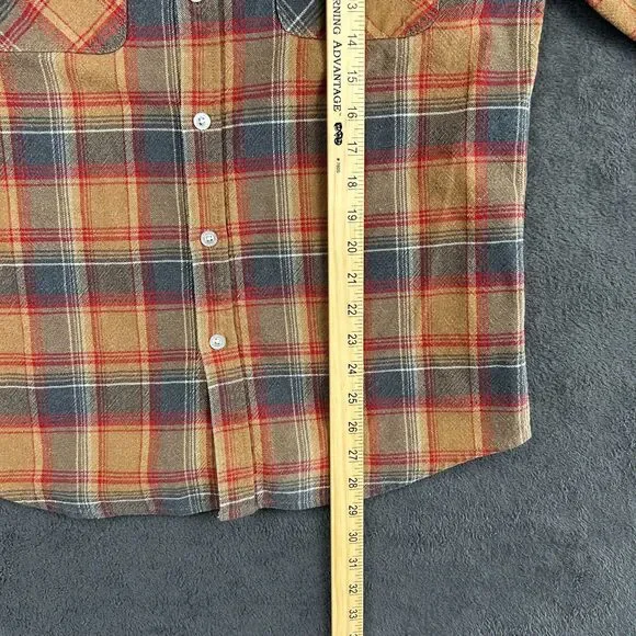 Brixton Rugged Cotton Flannel Men’s Medium Brown Red Long Sleeve Plaid Skate - Picture 7 of 7